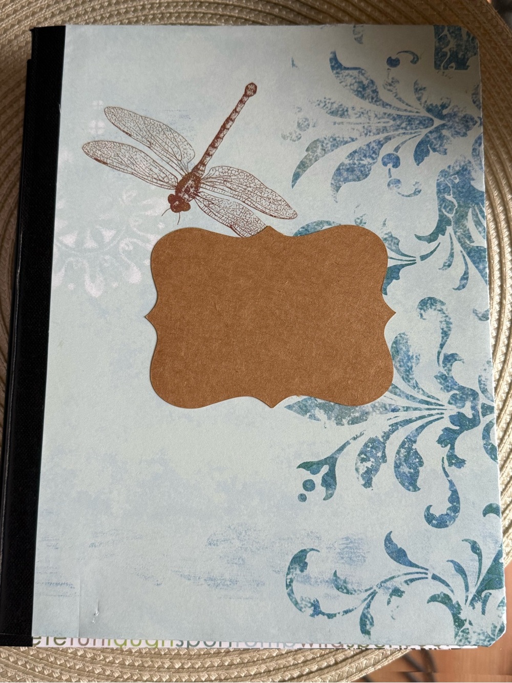 Dragonfly Cover Journal in Light Blue and Brown